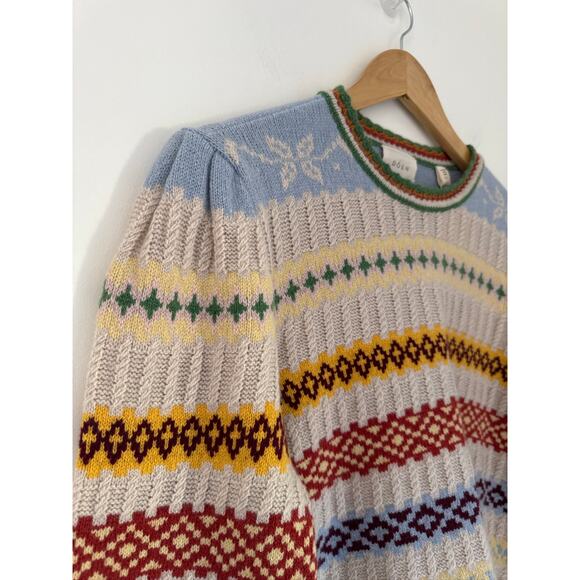DOEN Brynn Fair Isle Cream Monte Rosa Recycled Cashmere Sweater - XL NWT - Picture 8 of 11